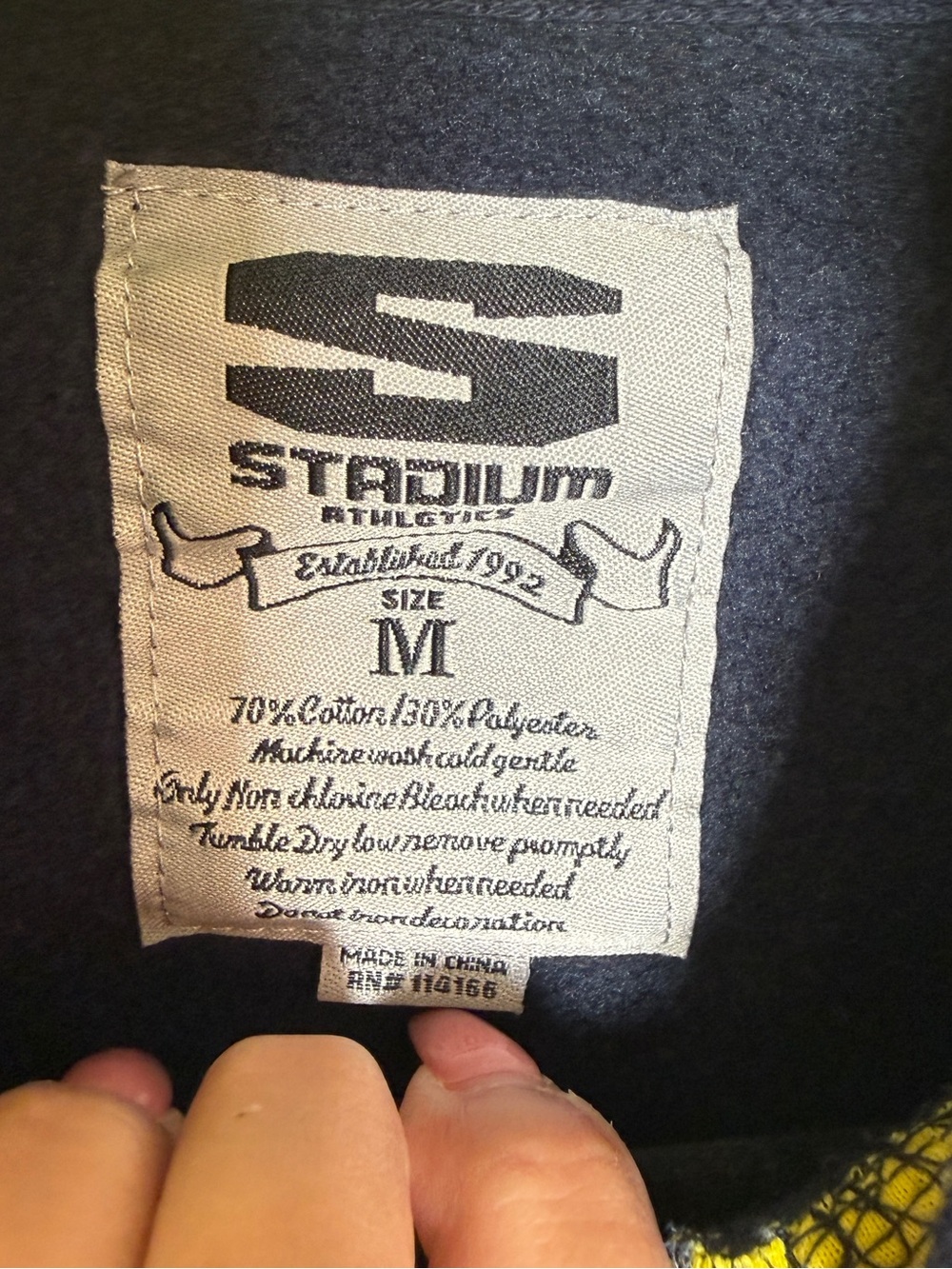 Stadium Athletics University of Michigan Logo Navy & Yellow Hooded Sweatshirt M - Picture 3 of 6